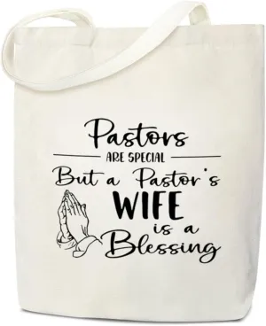 Pastor's Wife Appreciation Tote Bag for Women - Christian Gifts Canvas Tote Bag Reusable Grocery Beach Shoulder Bag