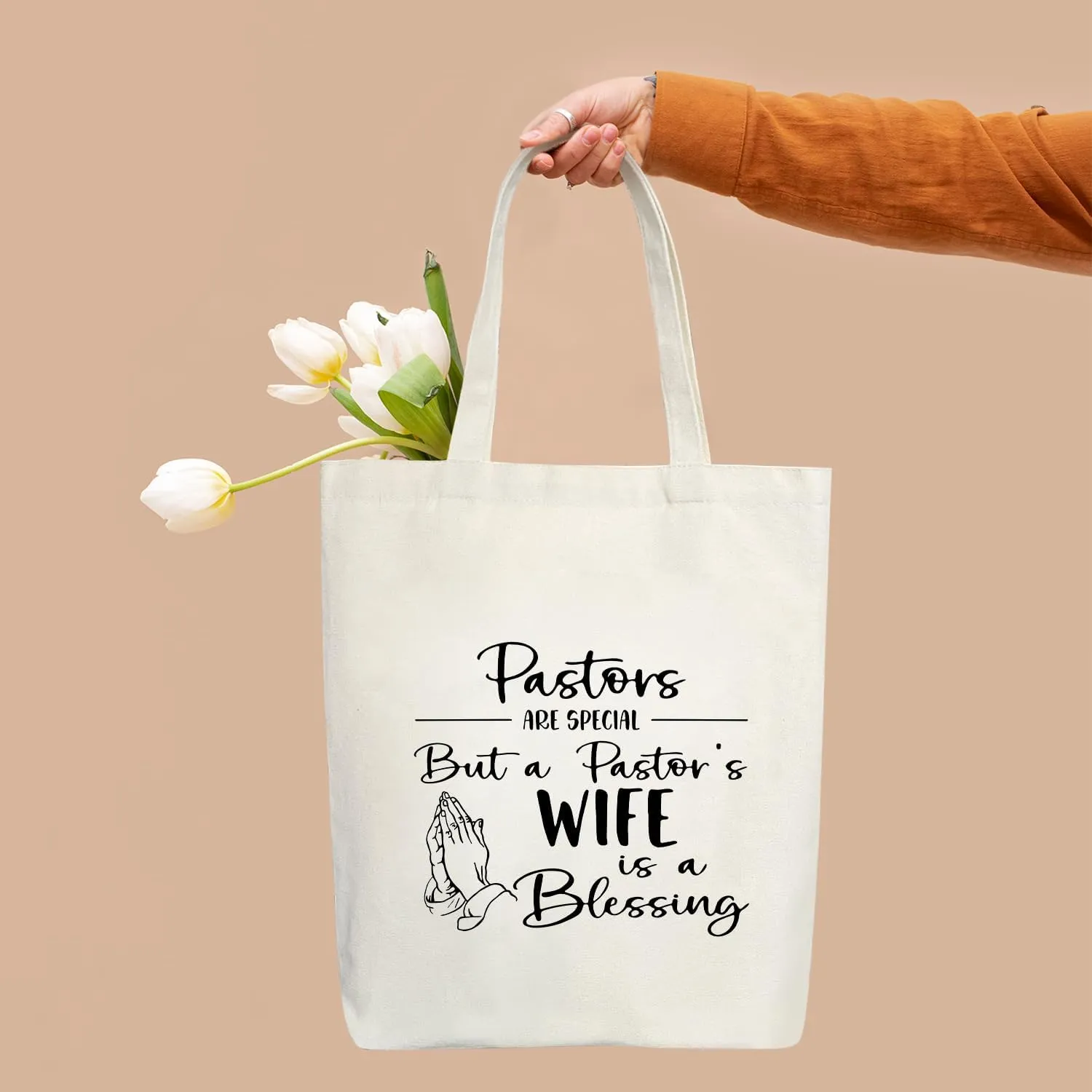 Pastor's Wife Appreciation Tote Bag for Women - Christian Gifts Canvas Tote Bag Reusable Grocery Beach Shoulder Bag