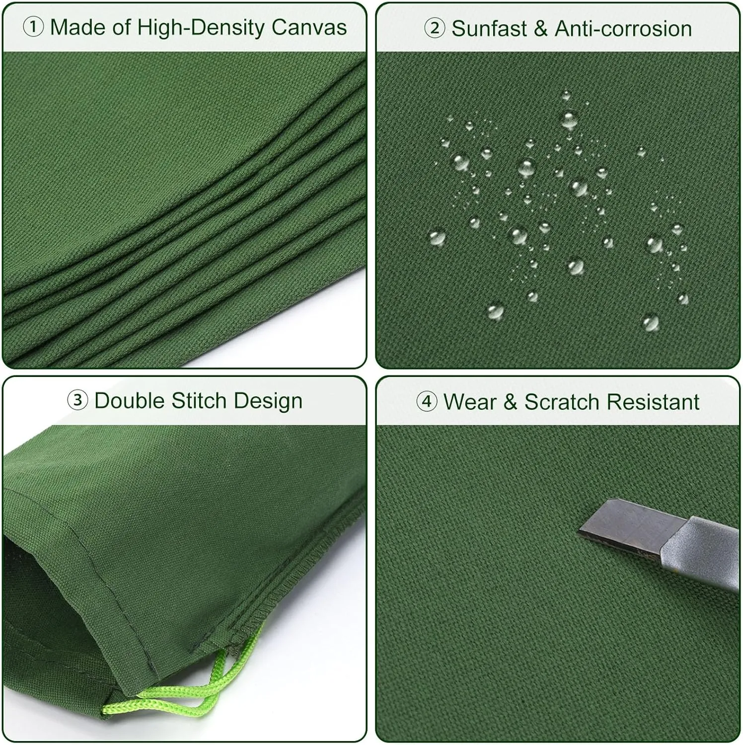 PATIKIL 4' x 6" Sand Bag for Flooding, 5 Pack Long Canvas Sandbags Thickened Water barriers for Flooding with Binding Elastic Band for Door Flood Control, Green