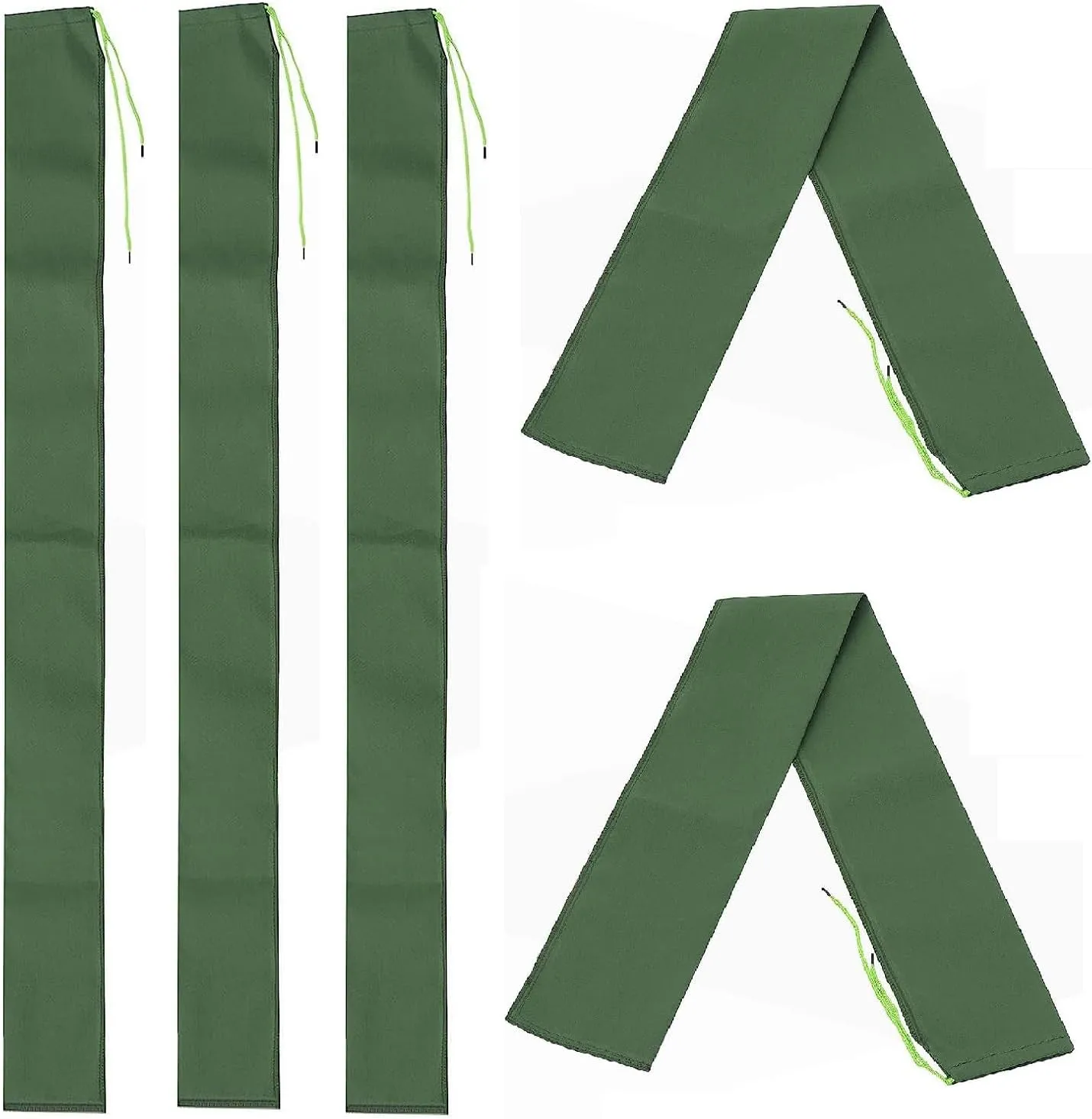 PATIKIL 4' x 6" Sand Bag for Flooding, 5 Pack Long Canvas Sandbags Thickened Water barriers for Flooding with Binding Elastic Band for Door Flood Control, Green