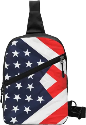 Patriotic American Flag Crossbody Bag Casual Daypack for Hiking, Traveling Outdoors