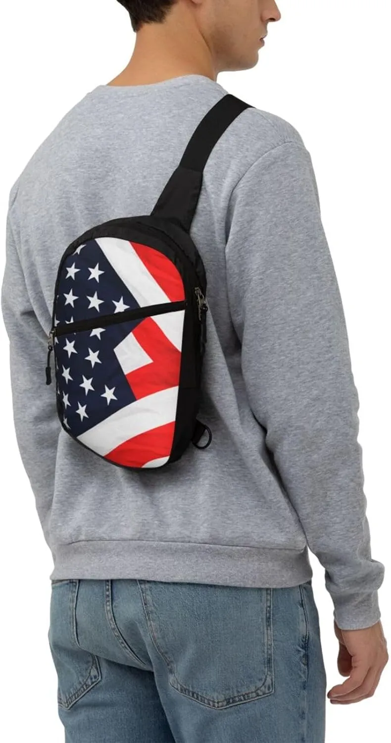 Patriotic American Flag Crossbody Bag Casual Daypack for Hiking, Traveling Outdoors