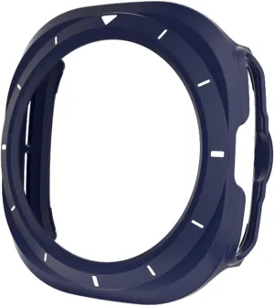 PC Protective Cover for Samsung Galaxy Watch 7 Ultra 47mm Protect Shell for Galaxy Watch 7 Ultra 47mm SmartWatch Protector Case(Mid Blue White)