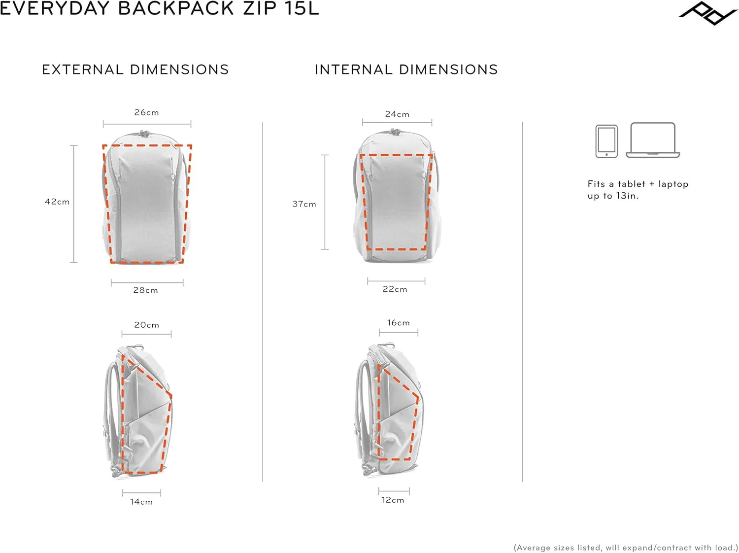 Peak Design Everyday Backpack Zip 15L Black, Carry-on Backpack with Laptop Sleeve (BEDBZ-15-BK-2)