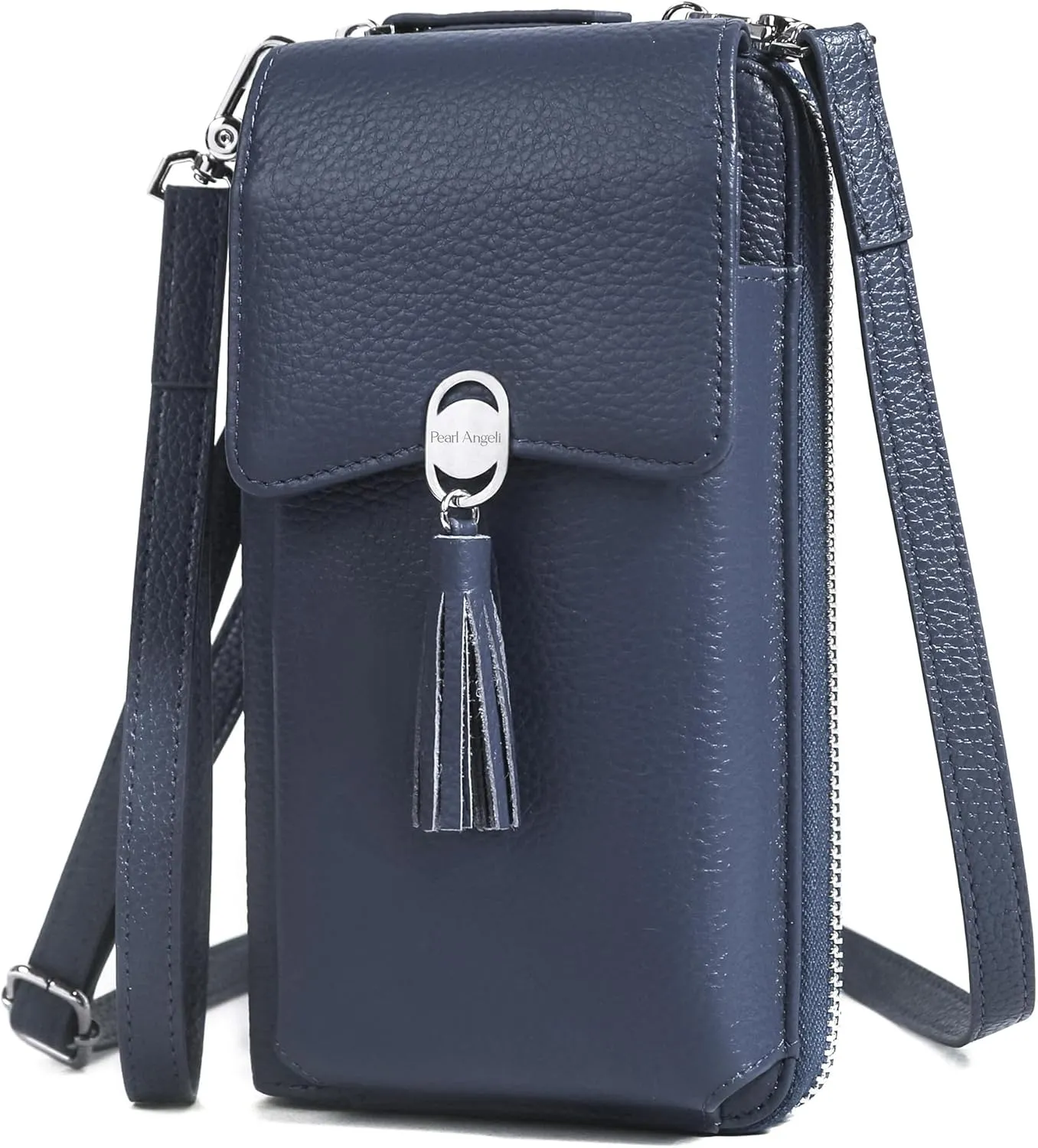Pearl Angeli Genuine Leather Crossbody Cellphone Bag for Women RFID Blocking Small Phone Wallet Purse with Shoulder Strap