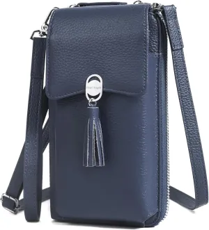 Pearl Angeli Genuine Leather Crossbody Cellphone Bag for Women RFID Blocking Small Phone Wallet Purse with Shoulder Strap