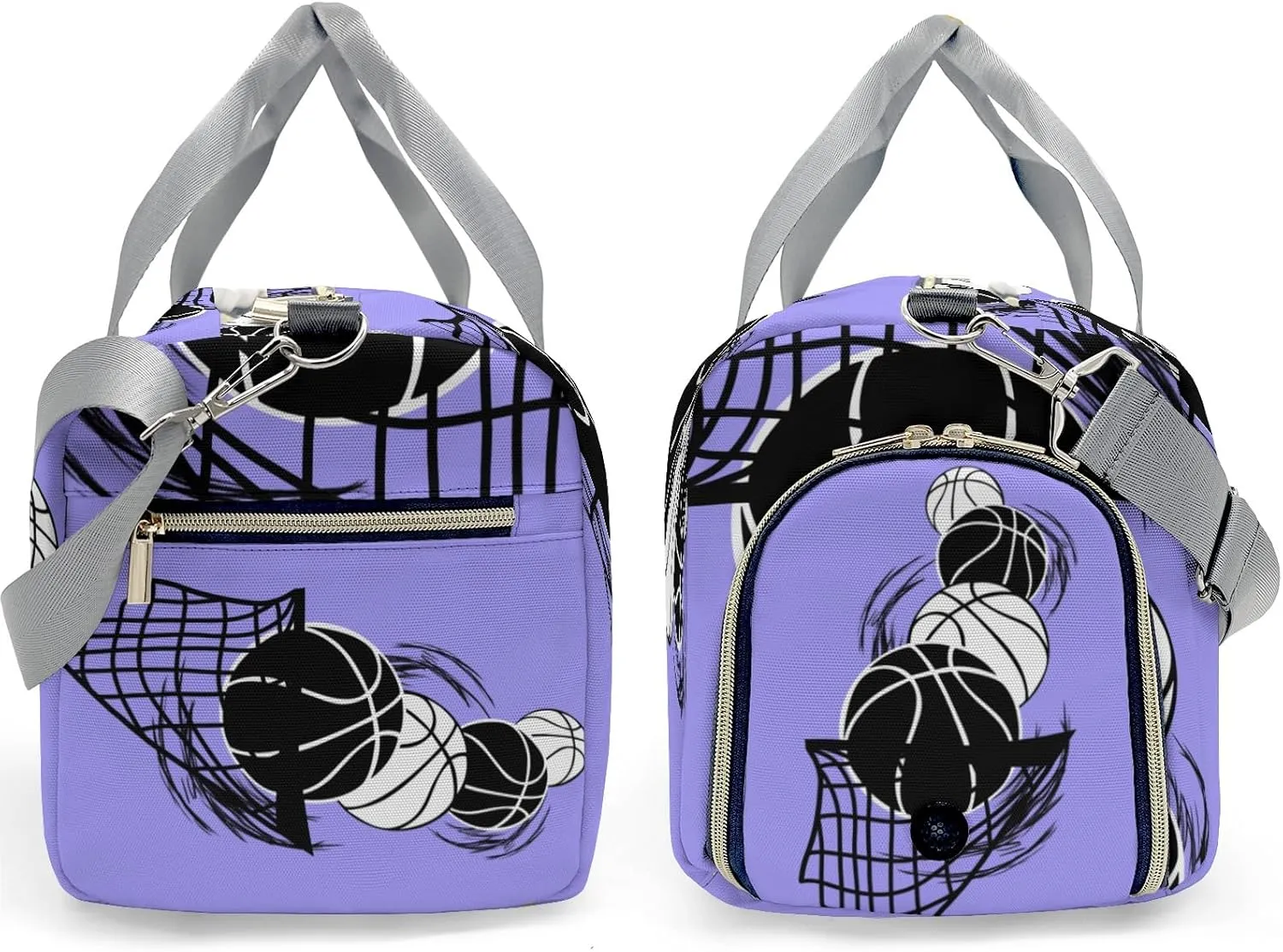 Personalized Basketball Blue Violet Duffel Bag,Customized Sport Player Travel Bag for Gifts