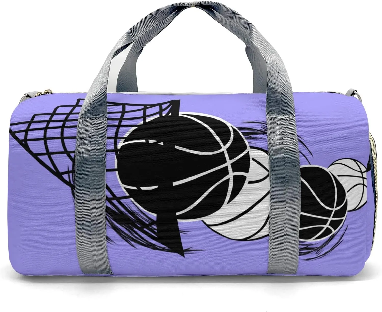 Personalized Basketball Blue Violet Duffel Bag,Customized Sport Player Travel Bag for Gifts