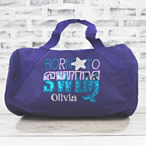 Personalized Born to Swim Mermaid Travel Bag