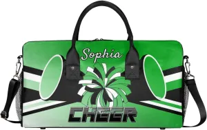 Personalized Cheer Duffel Bag for Cheerleaders, Custom Sports Bag for Women, Custom Cheerleading Travel Overnight Weekender Bag, Grass Green Gradient