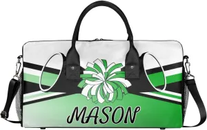 Personalized Cheerleader Cheer Bag Sport Duffel Bag with Name for Women Customized Travel Overnight Weekender Bags, Grass Green Gradient Cheerleading