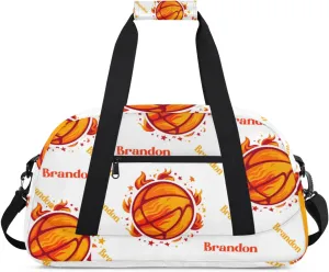 Personalized Duffle-Bag for-Girls-Boys Customized Sports-Bag Carry-On-Bag Gym-Travel-Bag Football-Bag Gymnastics-Bag Flaming Orange Football Brandon