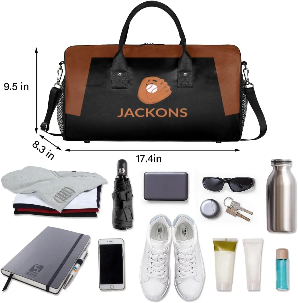 Personalized Gym Bag for Men & Women Baseball Duffel Bag with Custom Text, Duffle Bag for Travel, Fitness & Workout, Sports Gifts for Men
