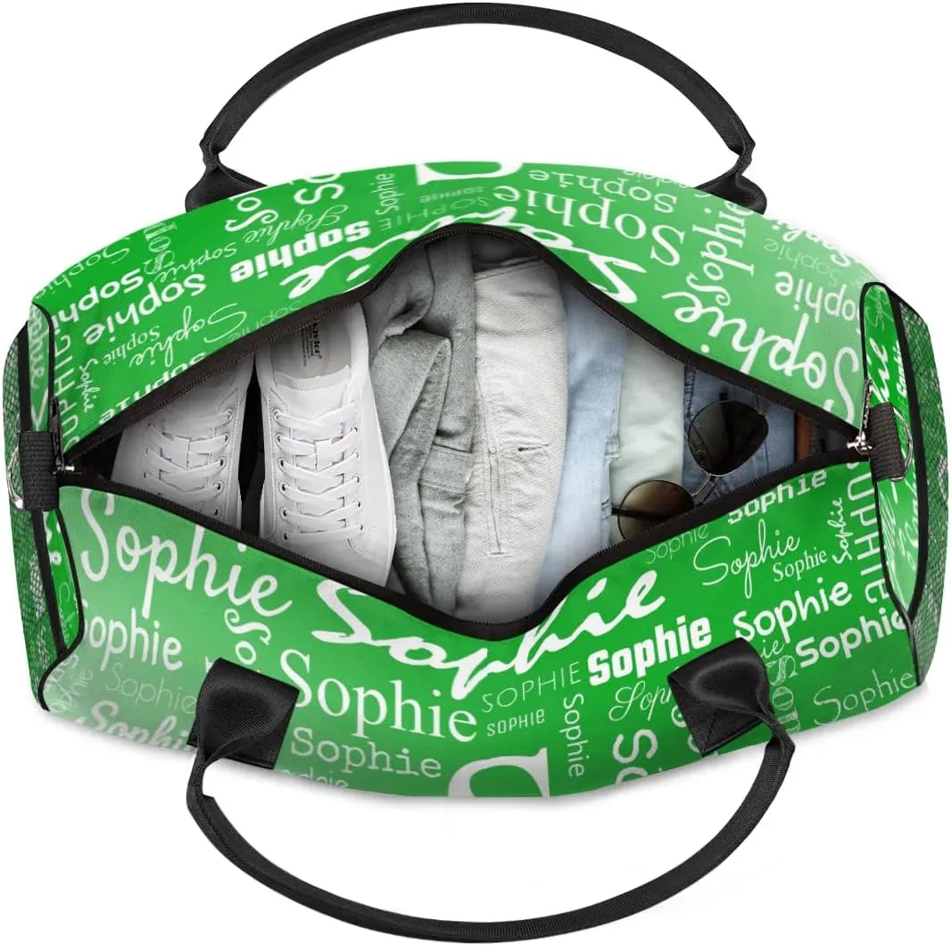 Personalized Name Sport Duffel Bag with Initial, Custom Gym Bag Dance Duffel Bag for Women, Monogrammed Gifts Customized Overnight Weekender Bag, Grass Green Gradient