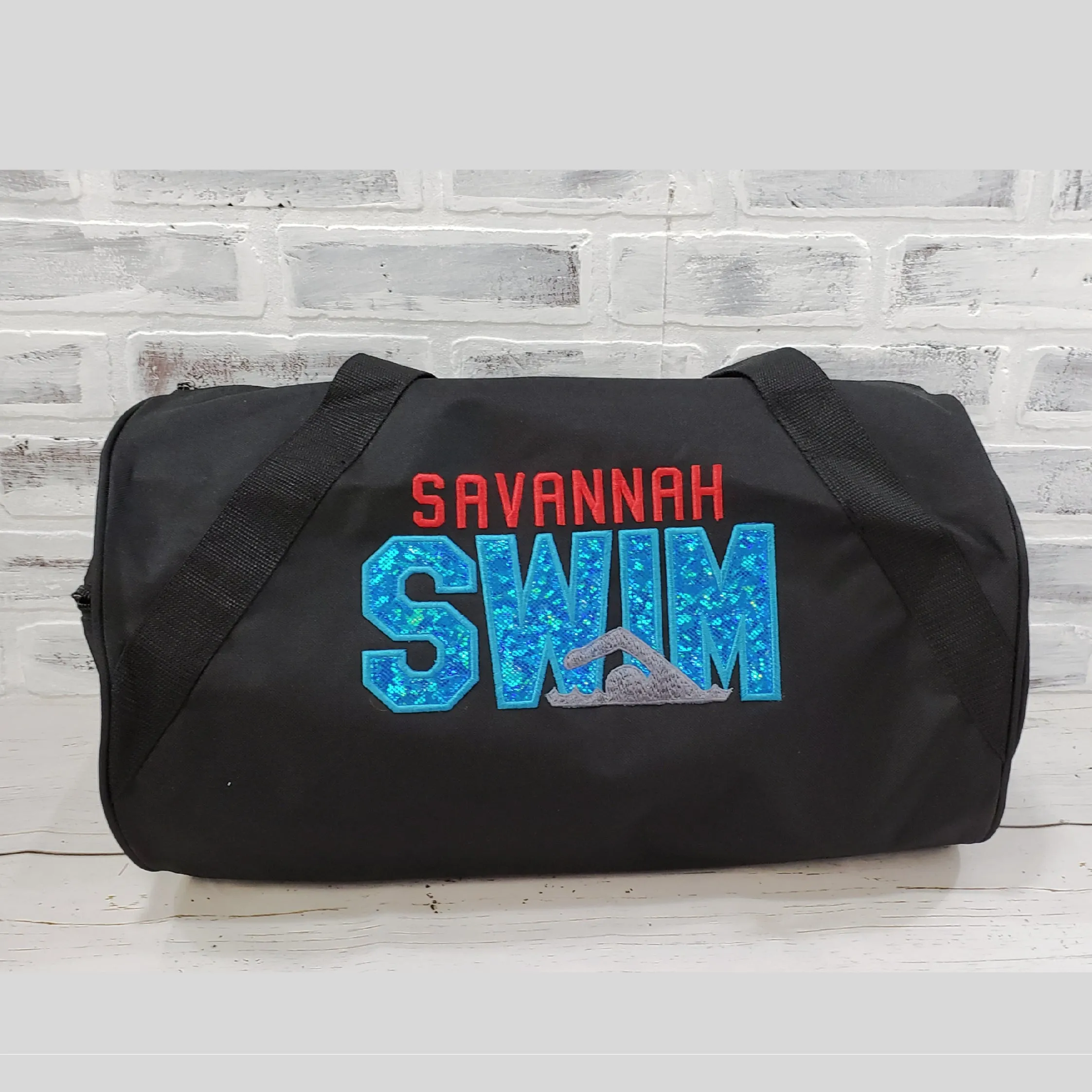 Personalized Swim Blue Shimmer Travel Bag