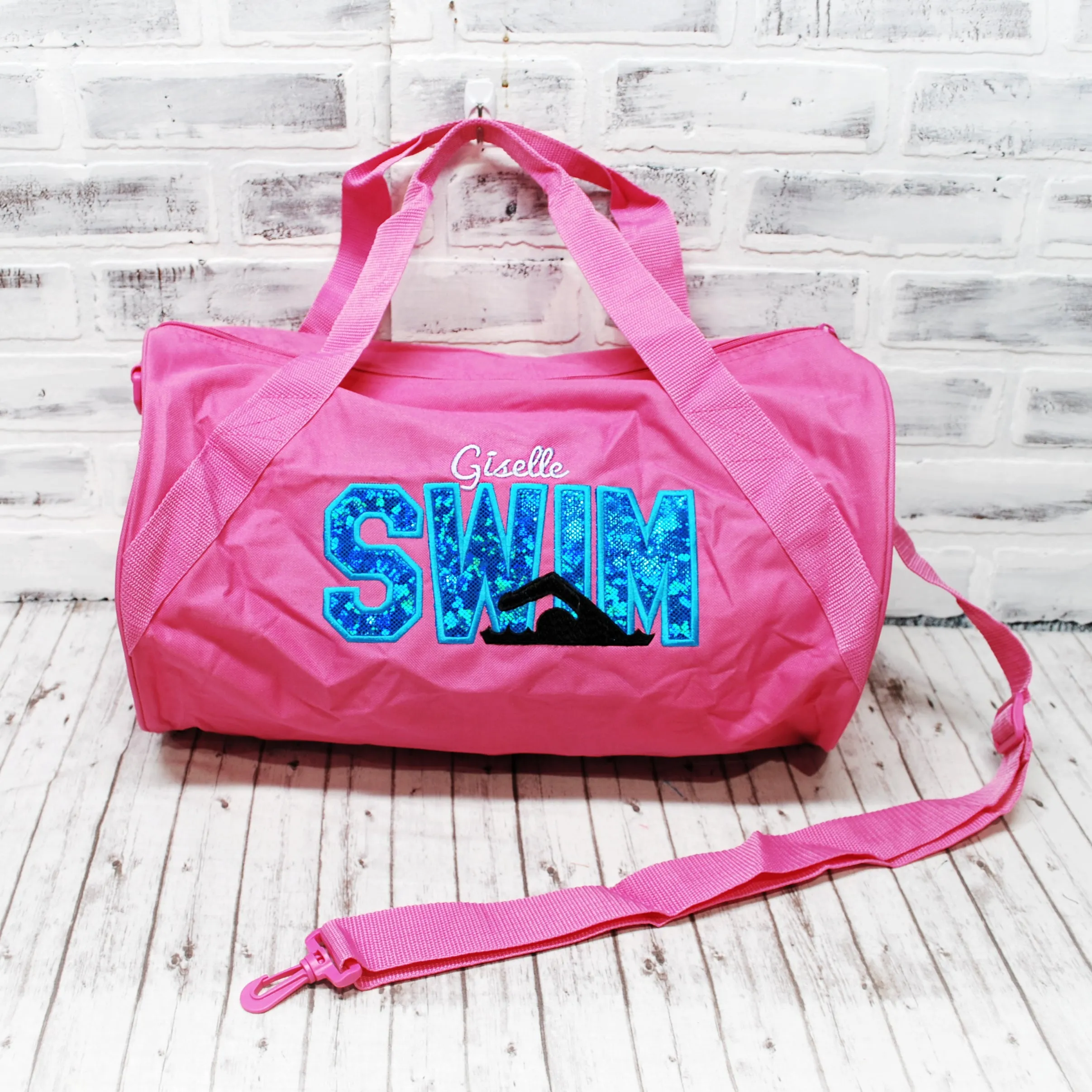 Personalized Swim Blue Shimmer Travel Bag