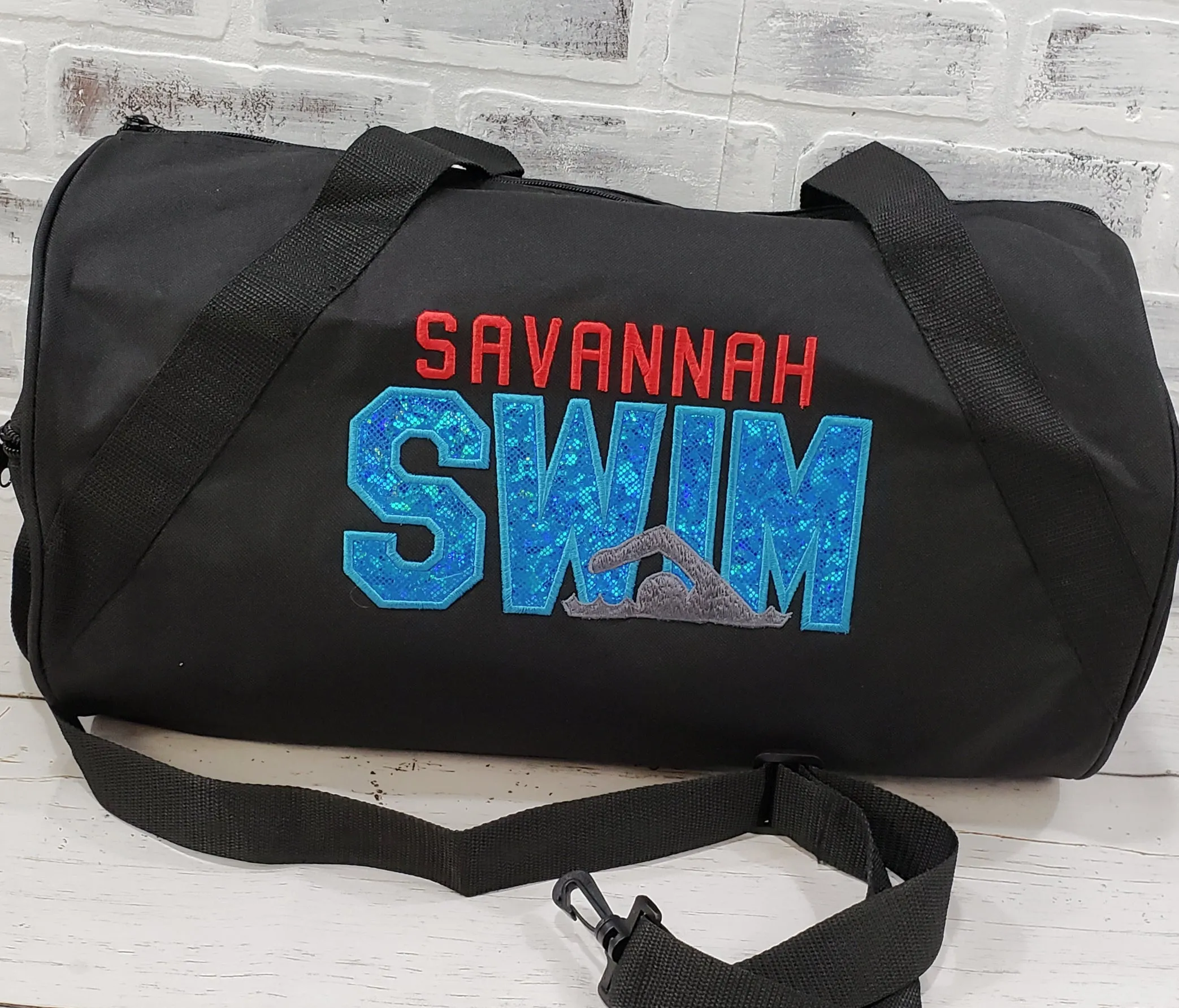 Personalized Swim Blue Shimmer Travel Bag