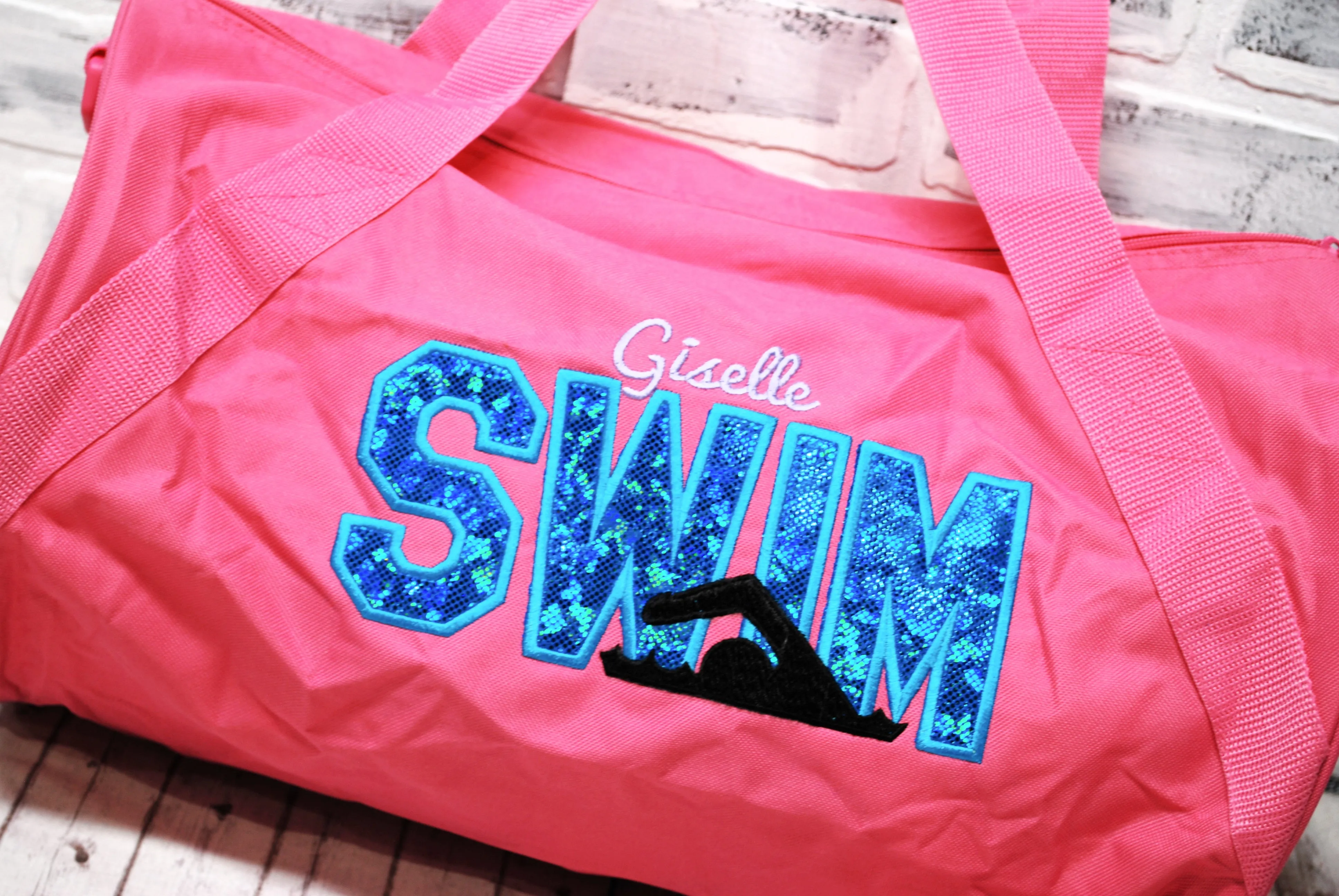 Personalized Swim Blue Shimmer Travel Bag
