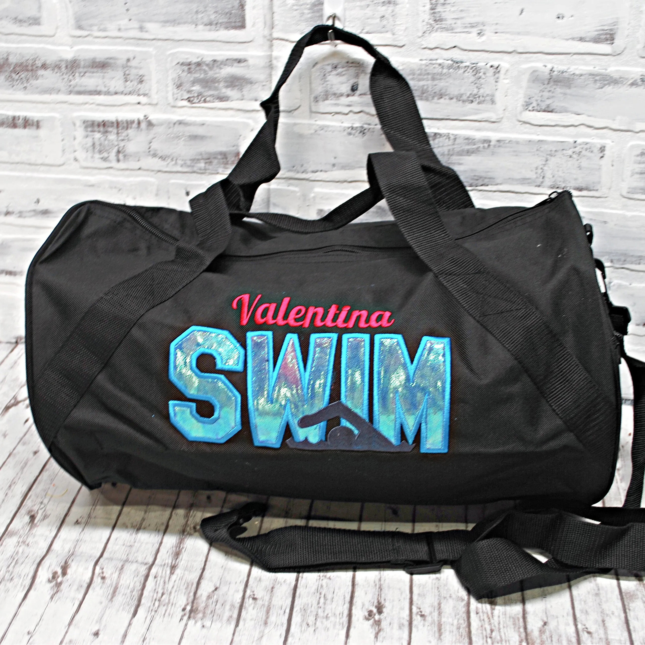 Personalized Swim Blue ShimmerTravel Bag