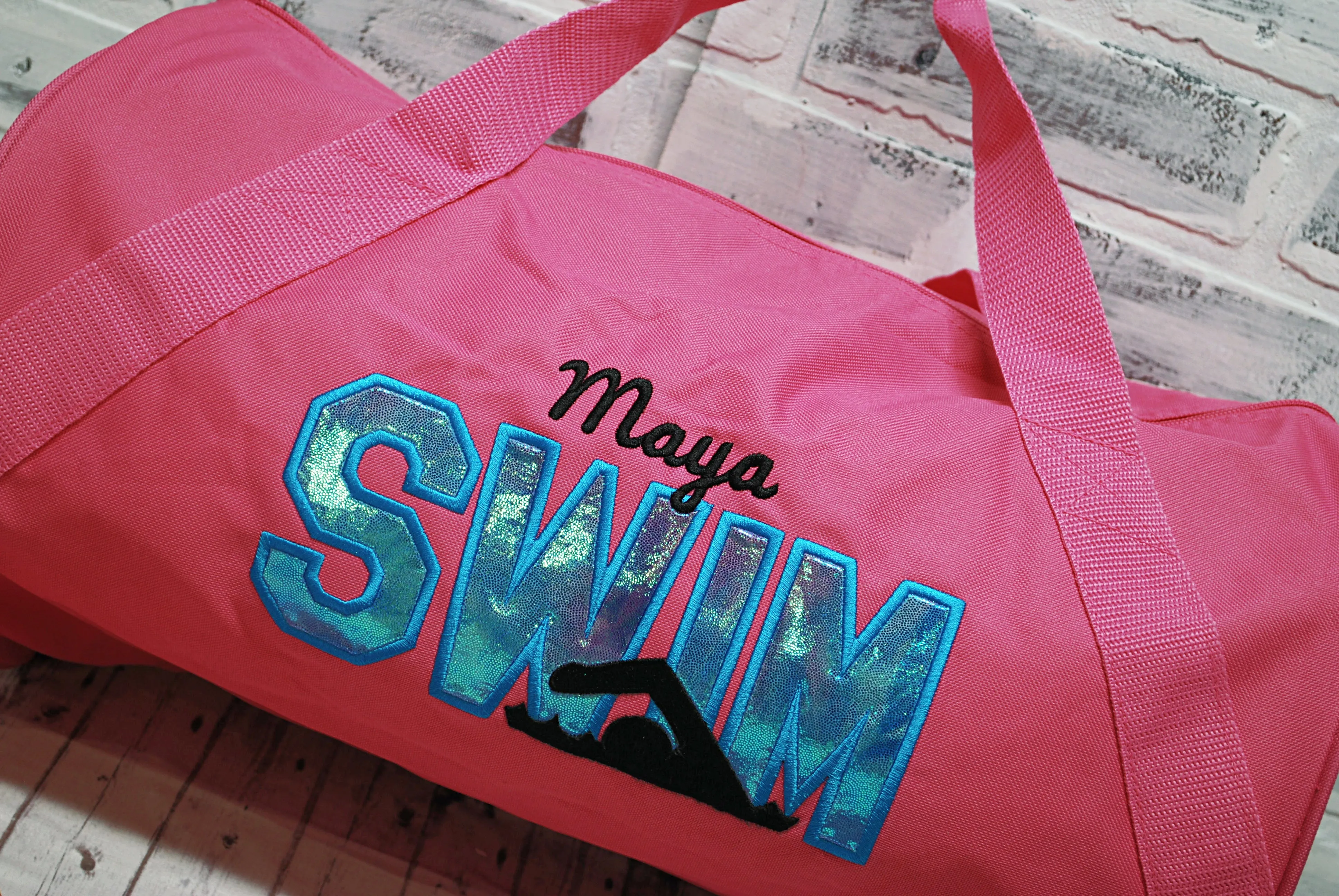 Personalized Swim Blue ShimmerTravel Bag