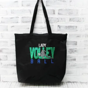 Personalized Volleyball Green Shimmery Travel Bag