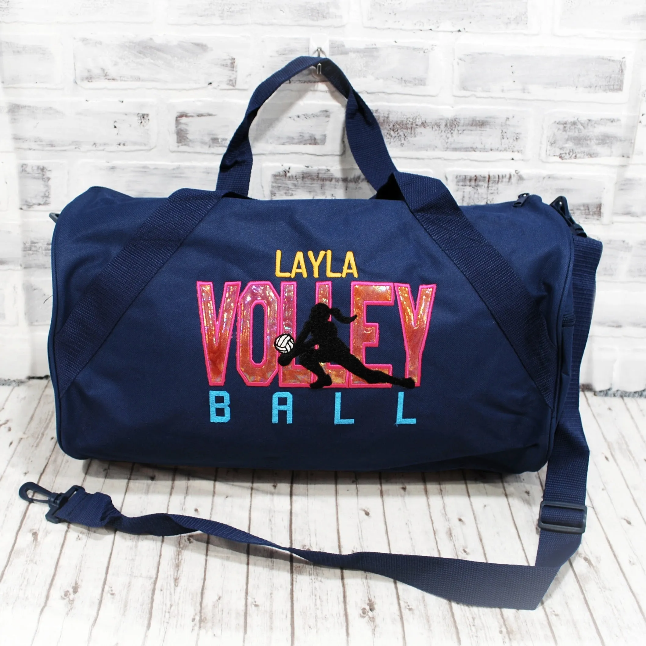 Personalized Volleyball Pink Shimmer Travel Bag