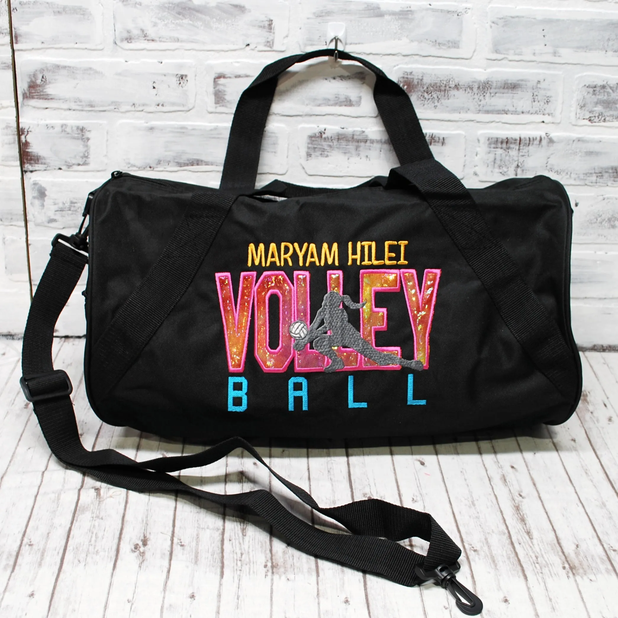 Personalized Volleyball Pink Shimmer Travel Bag