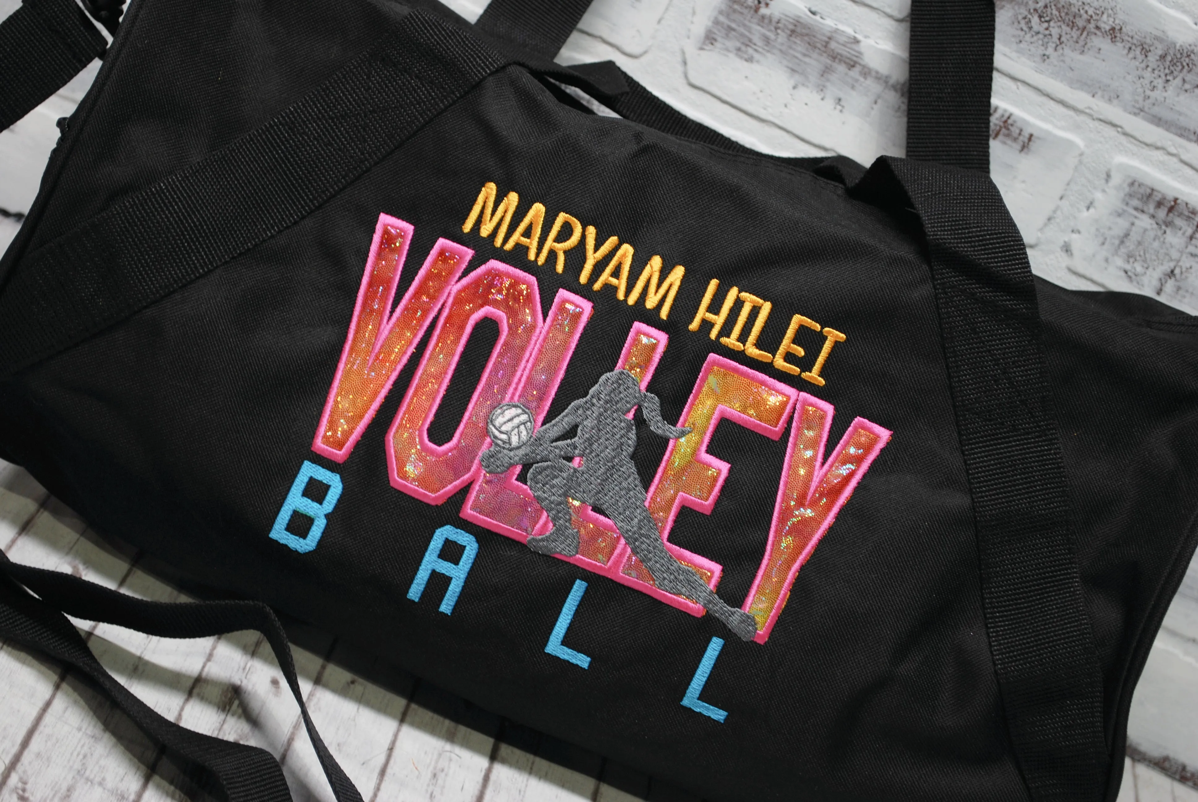Personalized Volleyball Pink Shimmer Travel Bag