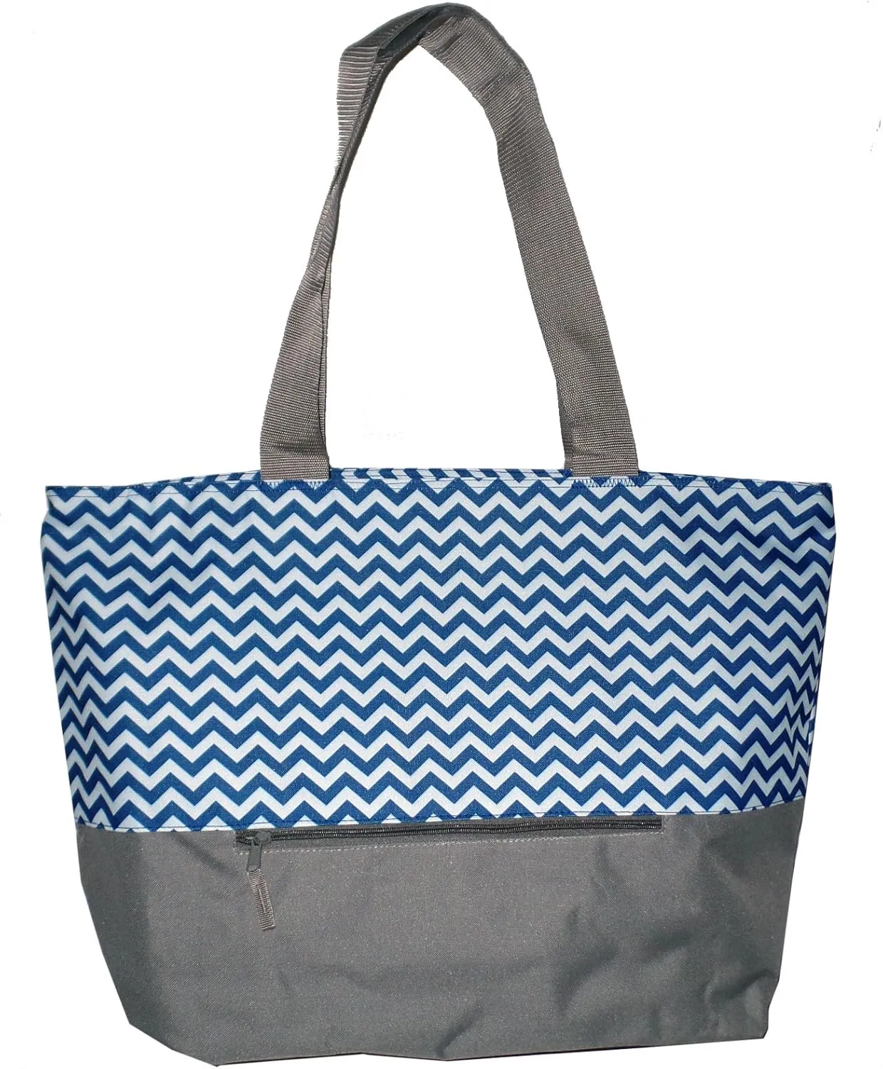 Personalized with Name XL Beach Tote Chevron Print Weekender Bag with Outer Zippered Pocket