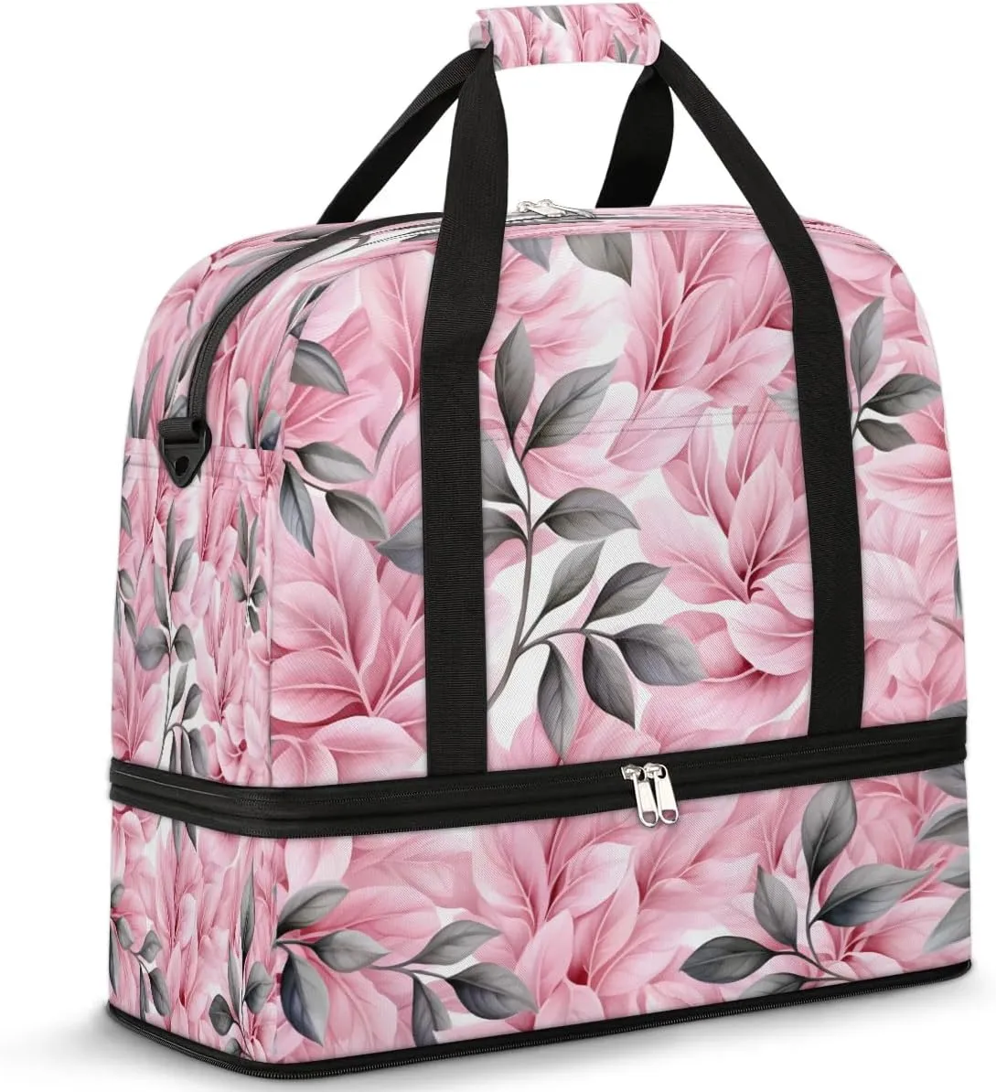Petal Leaf Harmony Travel Duffel Bag, Travel Essentials, Gym Bag for Women, Weekender Overnight Bag With Shoes Compartment, Carry On Bags for Airplanes