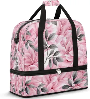 Petal Leaf Harmony Travel Duffel Bag, Travel Essentials, Gym Bag for Women, Weekender Overnight Bag With Shoes Compartment, Carry On Bags for Airplanes
