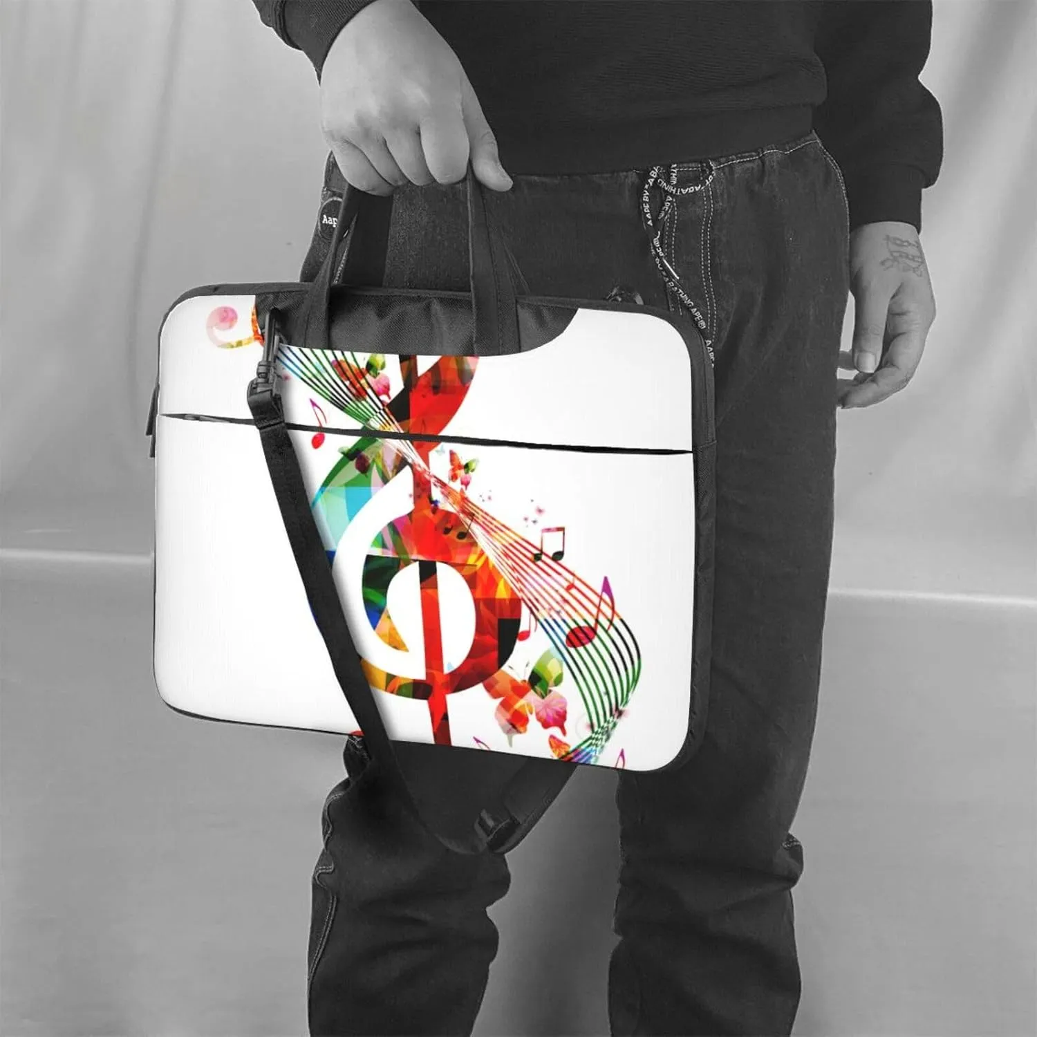 Peynir Musical Notes Rhythm Laptop Bag Shoulder Messenger Bag Computer Briefcase Bag For Business Office Work