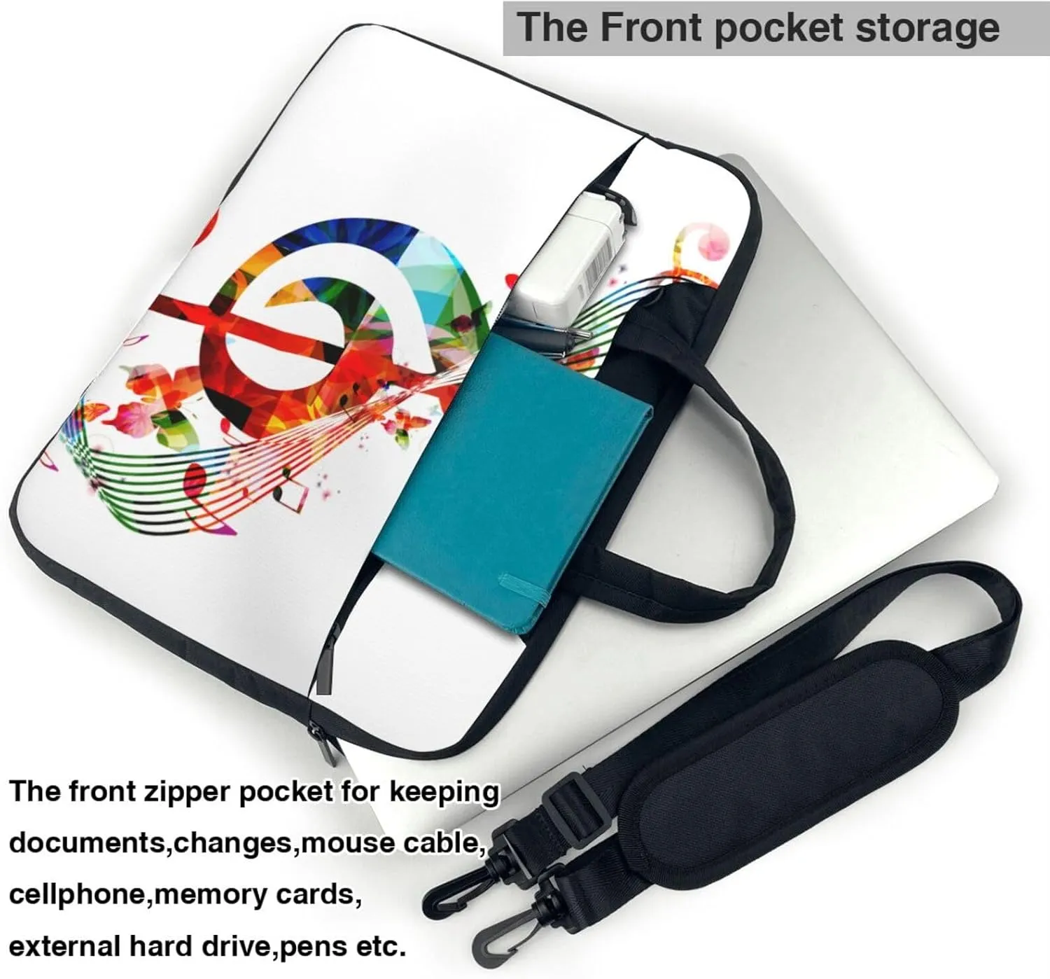 Peynir Musical Notes Rhythm Laptop Bag Shoulder Messenger Bag Computer Briefcase Bag For Business Office Work