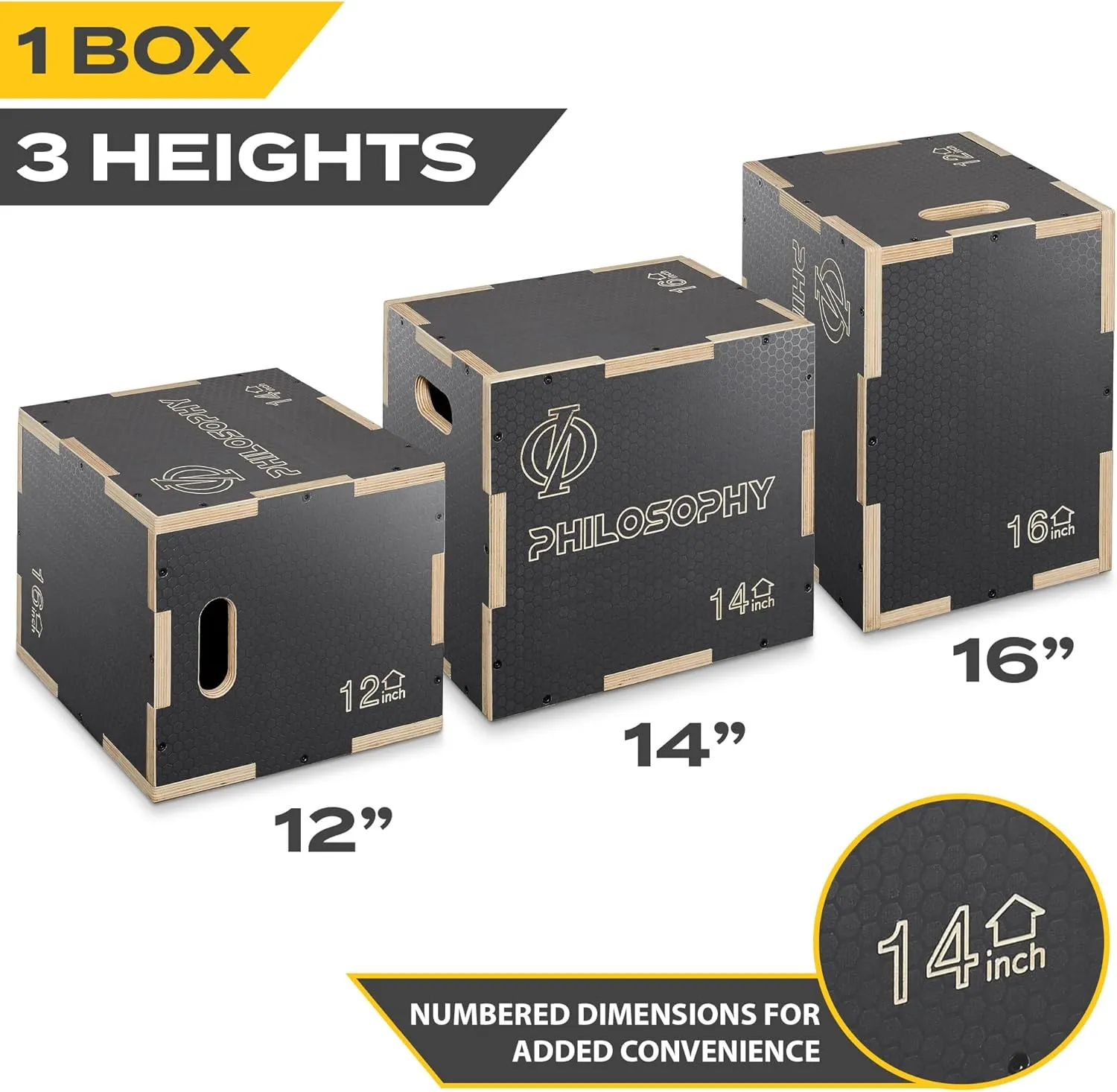 Philosophy Gym 3 in 1 Non-Slip Wood Plyo Box- Jump Plyometric Box for Training and Conditioning