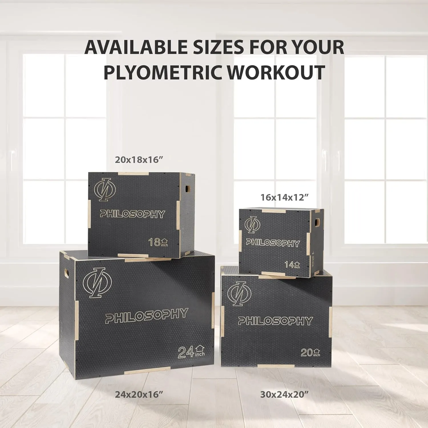 Philosophy Gym 3 in 1 Non-Slip Wood Plyo Box- Jump Plyometric Box for Training and Conditioning