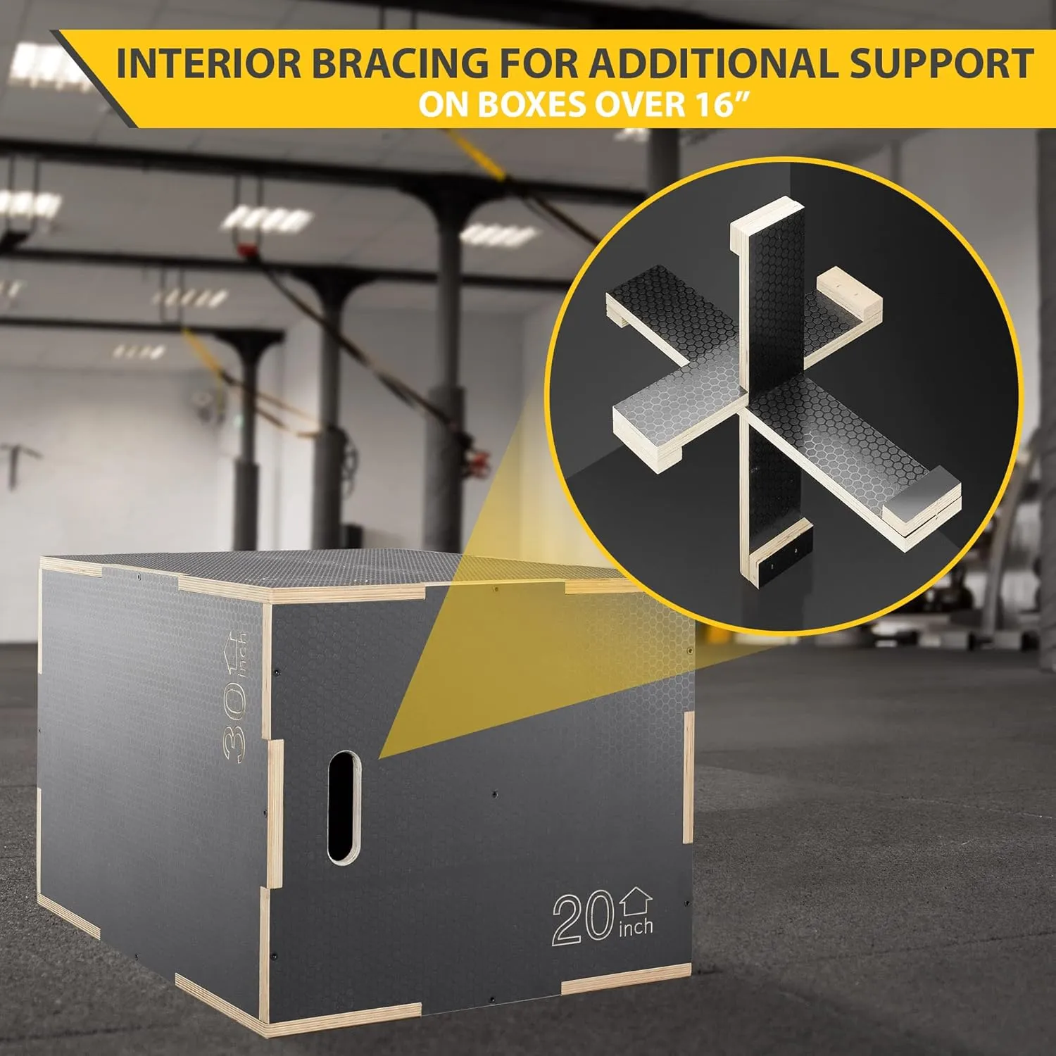 Philosophy Gym 3 in 1 Non-Slip Wood Plyo Box- Jump Plyometric Box for Training and Conditioning