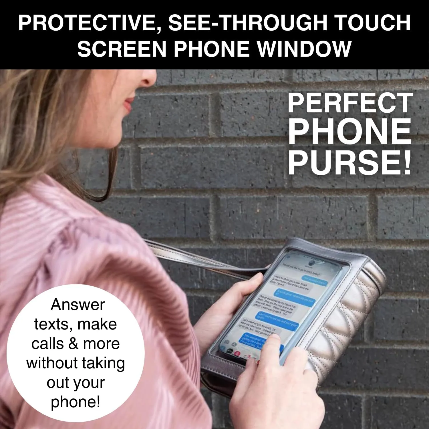 Phone Purse Crossbody for Women Cleo (Silver) - Touch Screen Women's Crossbody Handbags with Coin Purse Pouch & Crossbody Phone Strap