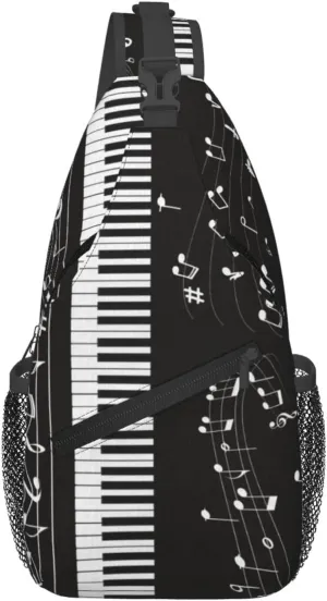 Piano Music Symbols Outdoor Crossbody Shoulder Bag For Unisex Young Adult Hiking Bicycling