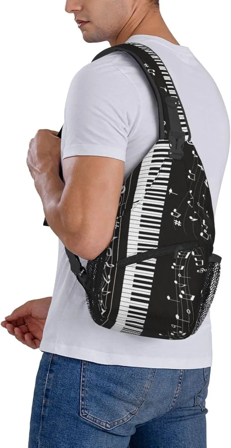Piano Music Symbols Outdoor Crossbody Shoulder Bag For Unisex Young Adult Hiking Bicycling