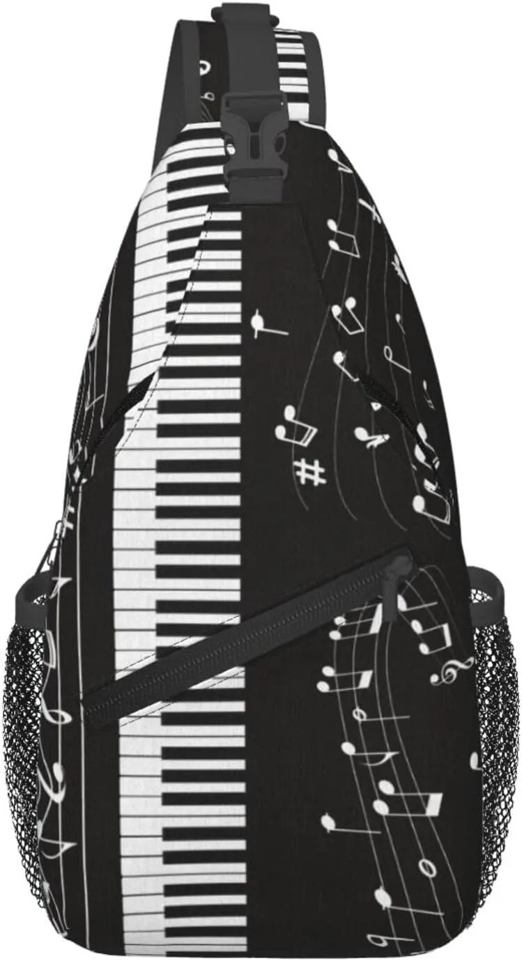 Piano Music Symbols Outdoor Crossbody Shoulder Bag For Unisex Young Adult Hiking Bicycling