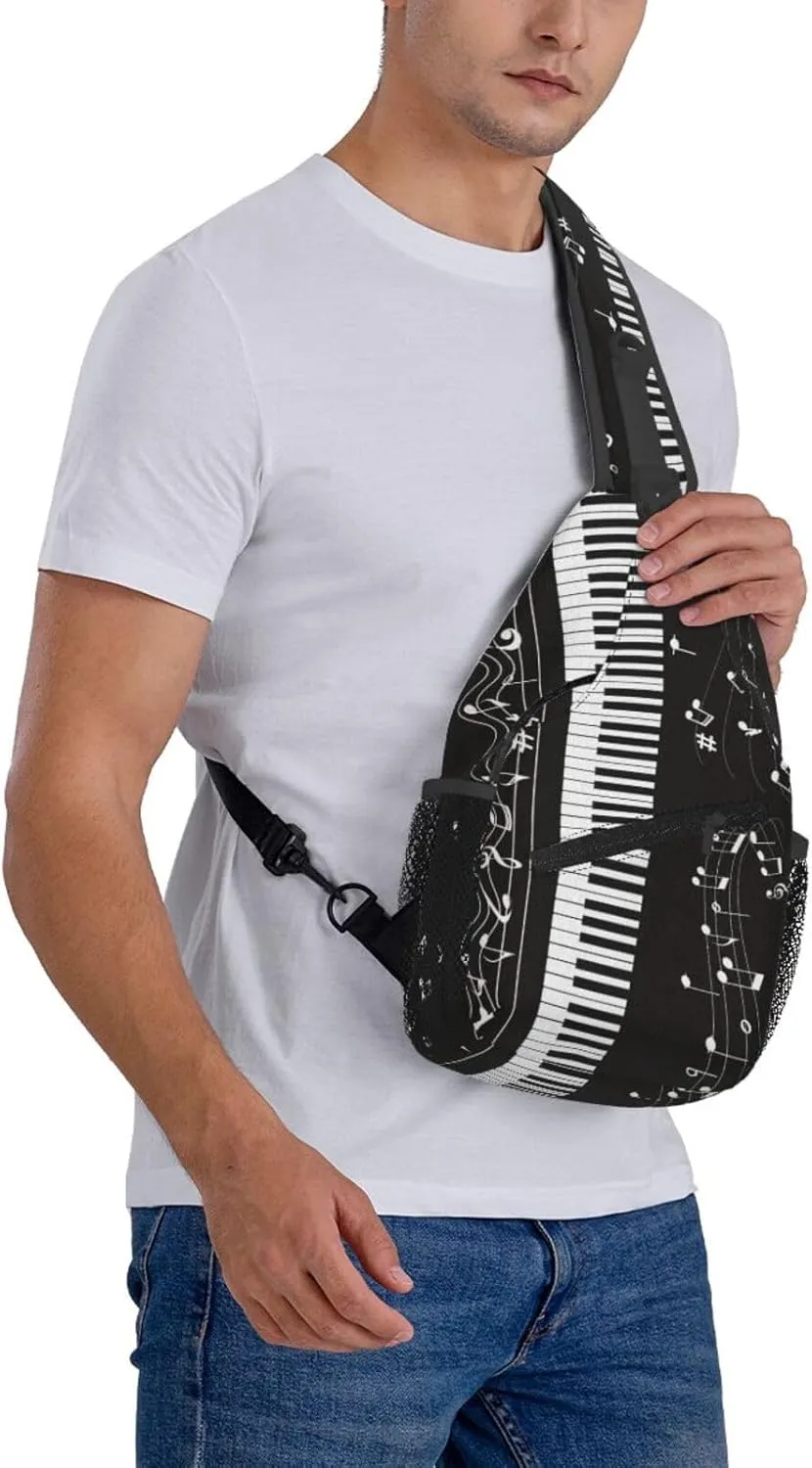 Piano Music Symbols Outdoor Crossbody Shoulder Bag For Unisex Young Adult Hiking Bicycling