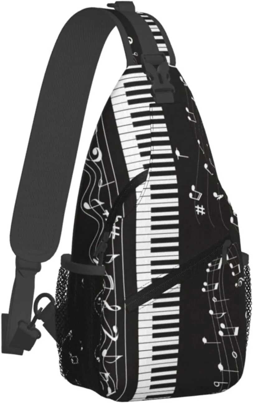 Piano Music Symbols Outdoor Crossbody Shoulder Bag For Unisex Young Adult Hiking Bicycling