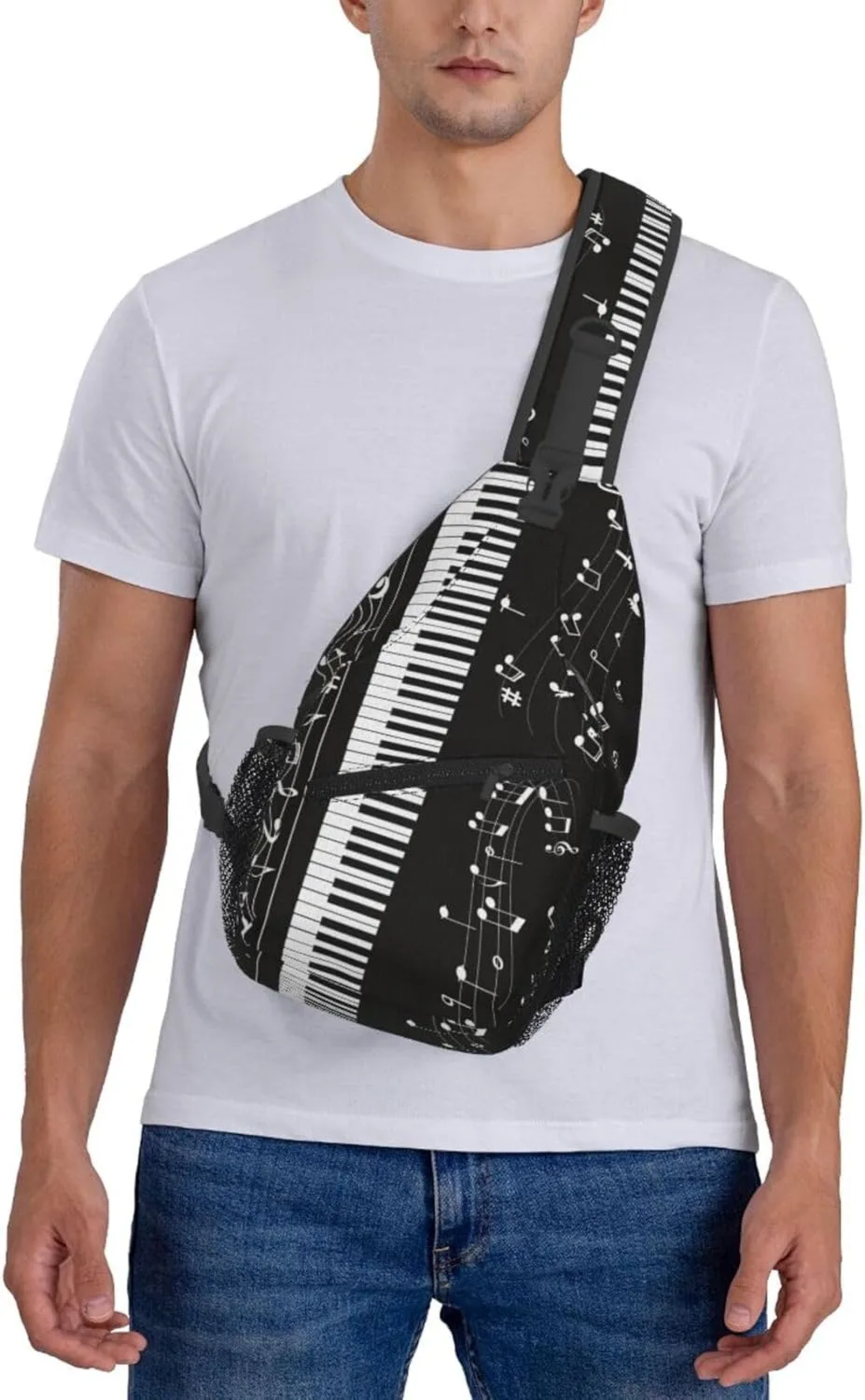 Piano Music Symbols Outdoor Crossbody Shoulder Bag For Unisex Young Adult Hiking Bicycling