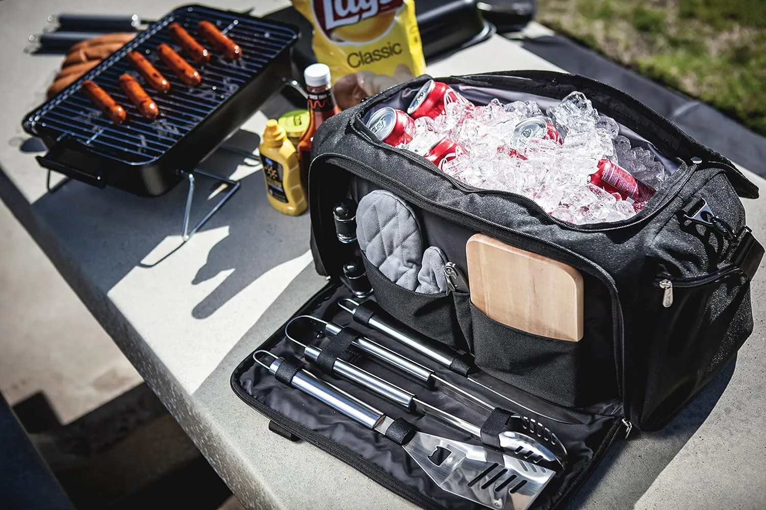 PICNIC TIME NCAA BBQ Kit Cooler Tote with Barbecue & Accessories