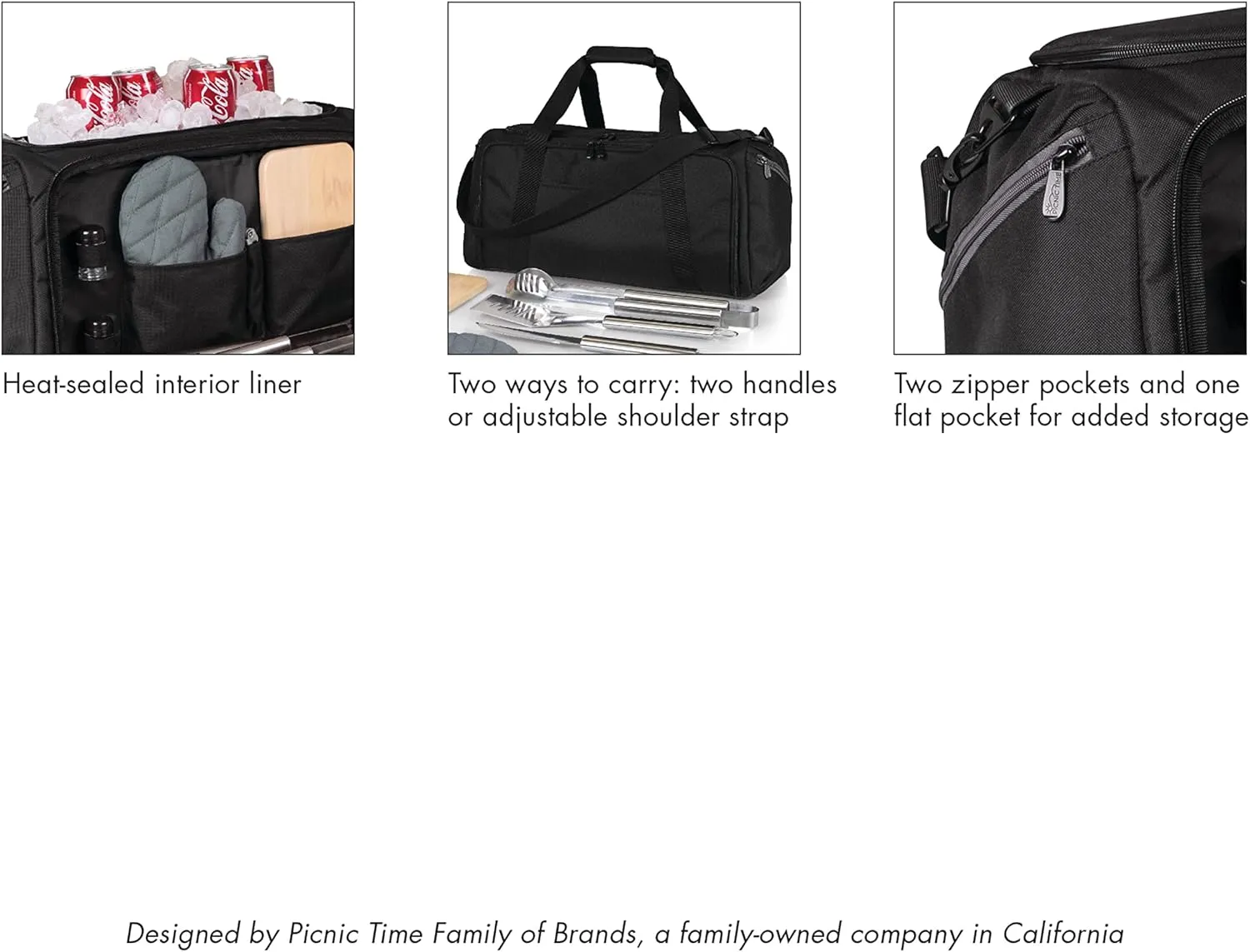 PICNIC TIME NCAA BBQ Kit Cooler Tote with Barbecue & Accessories