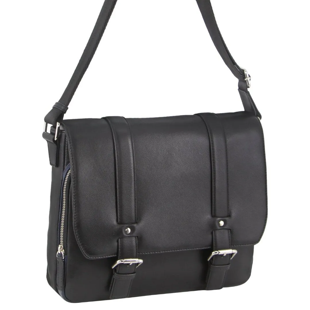 Pierre Cardin Pebbled Leather 13" Laptop Bag - Black
