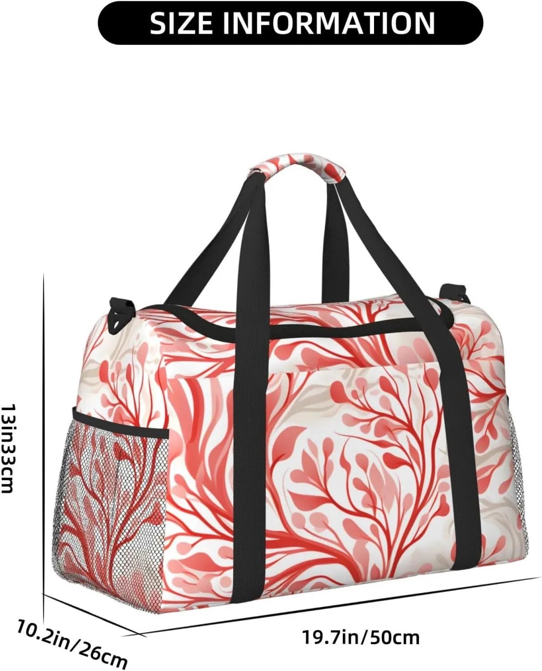 Pink Boho Leaves Duffle Bag Foldable Travel Tote Bag Carry On Large Weekender Overnight Bags Waterproof Gym Bag For Women Men