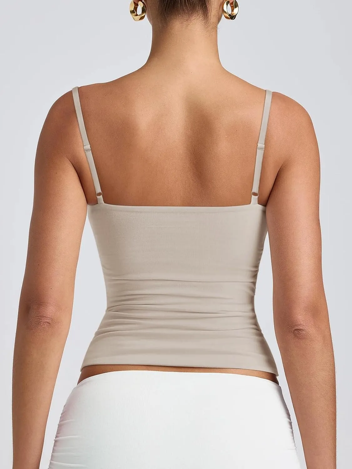 PINKMSTYLE Women's Basic Double Lined Scoop Neck Tank Tops Adjustable Cami Tank Summer Sleeveless Tops