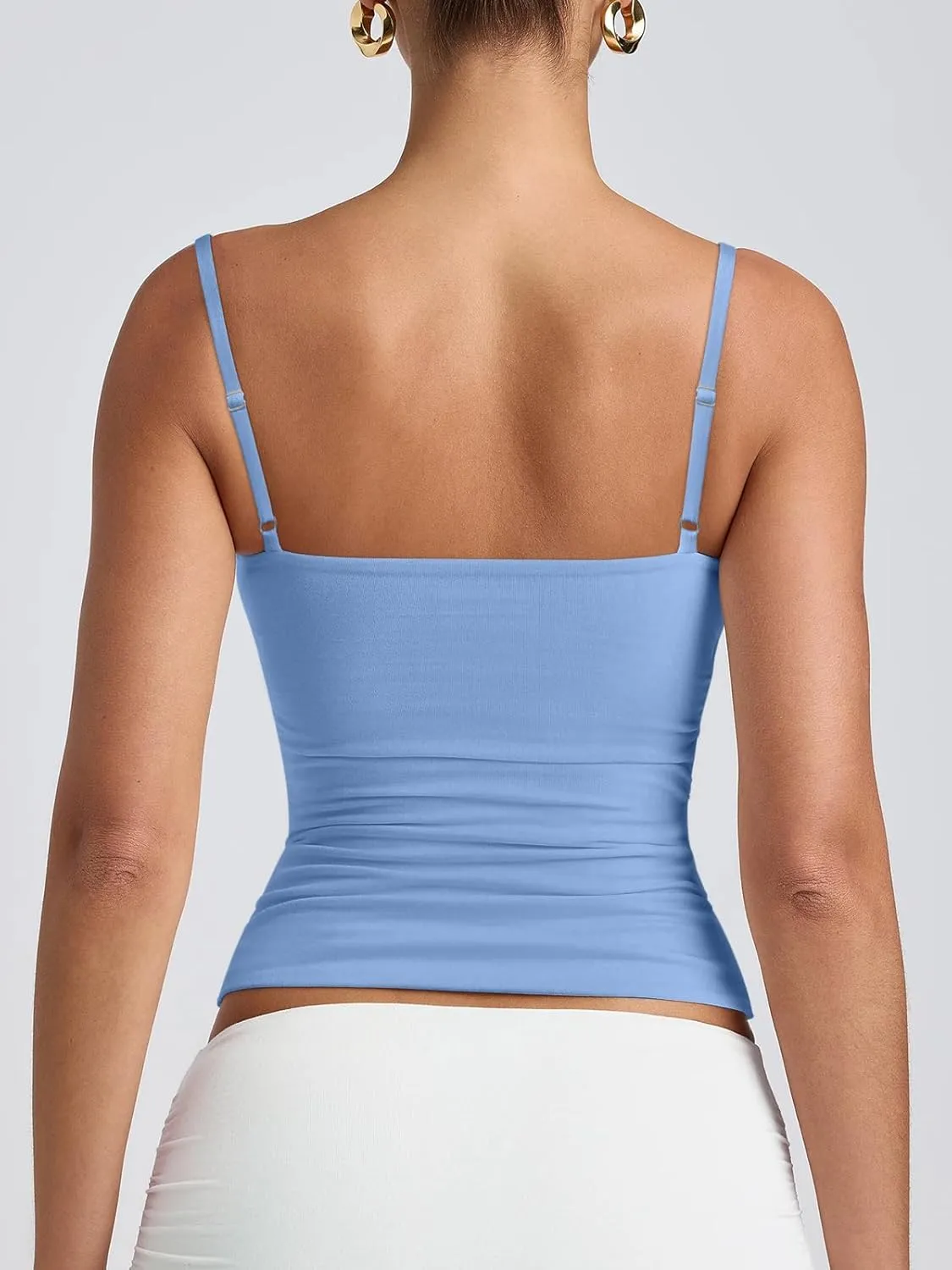 PINKMSTYLE Women's Basic Double Lined Scoop Neck Tank Tops Adjustable Cami Tank Summer Sleeveless Tops