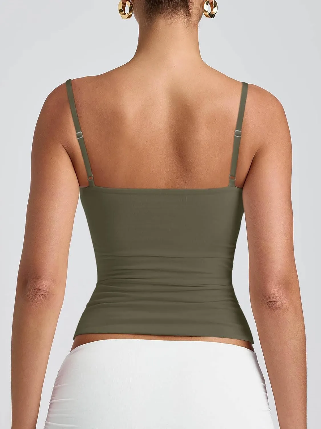 PINKMSTYLE Women's Basic Double Lined Scoop Neck Tank Tops Adjustable Cami Tank Summer Sleeveless Tops